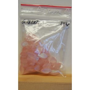 Glasperler, blad, 11x7mm, lyserd, ca 15g