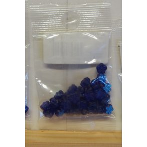 Glasperler, blomst, 8mm, bl iris, ca 14g