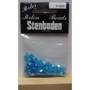 Kubeperle, s�lv/turkis, 4mm hul �2, ca 100stk