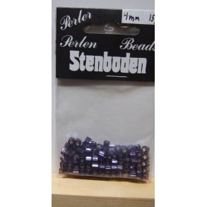 Kubeperle, lilla, 4mm hul �2, ca 100stk