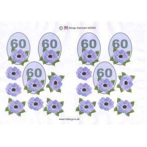 3D ark - Fdselsdage, 60 r, bl, tal