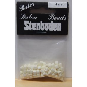 Kubeperle, mat creme, 4mm hul �2, ca 100stk