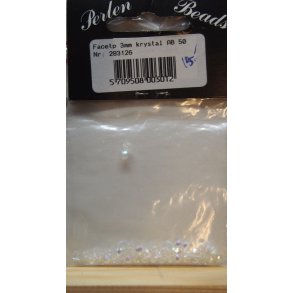 Glasperler - facet, 3mm, krystal AB, 50stk