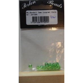 Glasperler - facet MC rondell, 5mm, lysgrn, 12stk