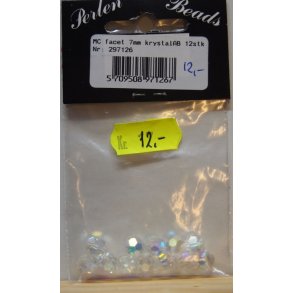 Glasperler - facet MC rondell, 7mm, krystal AB, 12