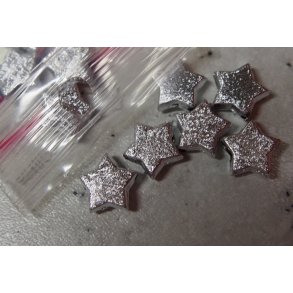 S�lv perle, stjerne, plast, 10x10mm/�2mm, 10stk