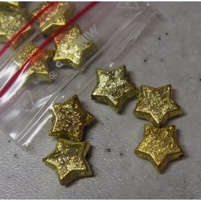 Guld perle, stjerne, plast, 10x10mm/�2mm, 10stk