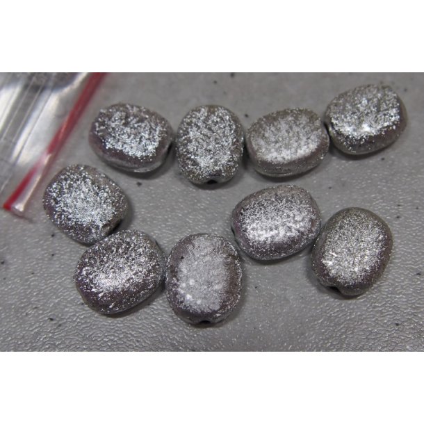 Slv perle, knap, plast, 6x2mm/1mm, 20stk