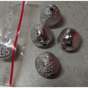 S�lv perle, plast, �10mm/�2mm, 5stk