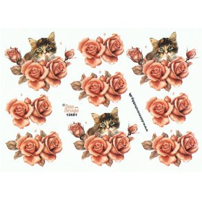 3D ark - Blomster, nuttet killing gemmer sig bag rosa roser