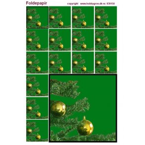 Foldepapir, jul, gran, kugle, gr�n