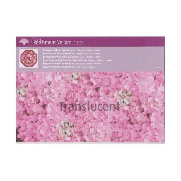 Baggrund Vellum, A4, 90g, hortensia/pink, 5 ark