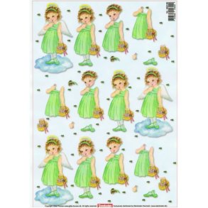 3D Pergament engel i grn, 90g