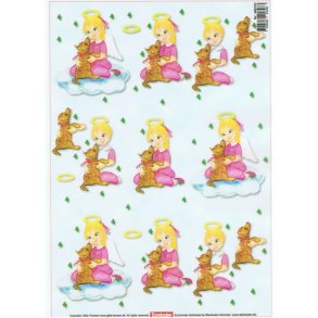 3D Pergament engel med hund, 90g