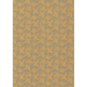 Papir med fugle mnster, 115g, A5, guld