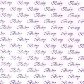 baby, kort 14x28 cm, hvid m/lilla tekst