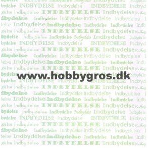 Indbydelse, kort 14x28 cm, hvid m/gr�n tekst