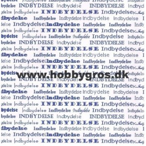 Indbydelse, kort 14x28 cm, hvid m/m�rk bl� tekst