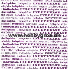 Indbydelse, kort 14x28 cm, hvid m/lilla tekst