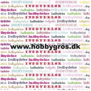 Indbydelse, kort 14x28 cm, hvid m/multifarvet tekst