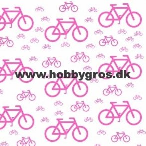 kort 14x28cm hvid m/pink cykler