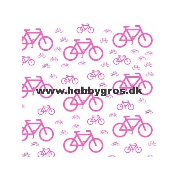 kort 14x28cm hvid m/pink cykler