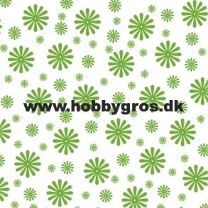 kort 14x28cm hvid m/grnne blomster