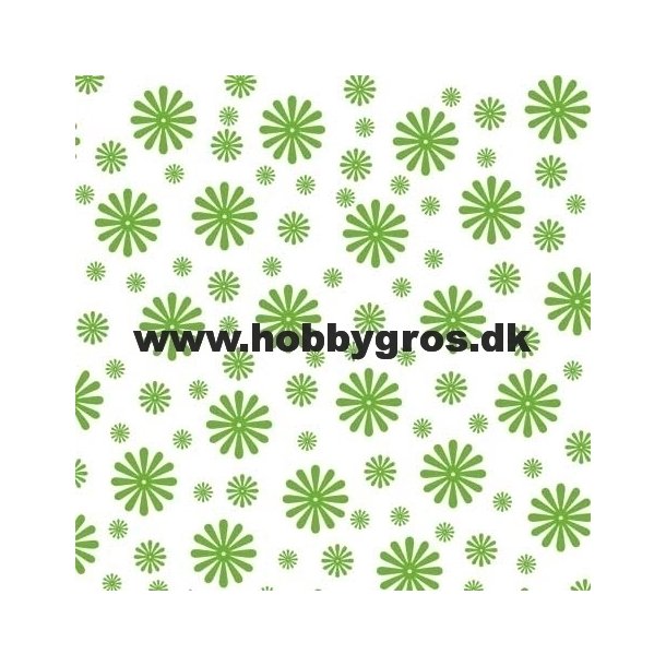 kort 14x28cm hvid m/grnne blomster