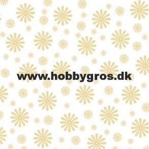 kort 14x28cm hvid m/sandfarvet blomster