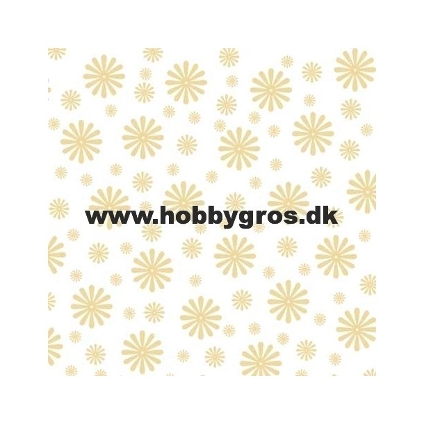 kort 14x28cm hvid m/sandfarvet blomster