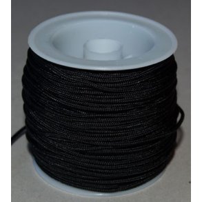 Knyttet nylonsnor, sort, 1mm, 100m