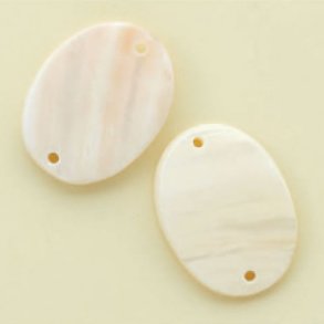 Oval, flad, 20x30mm hul �2mm, hvid, 5stk