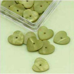Hjerter, flad, 15x15mm hul �1,5mm, gr�n, 20stk
