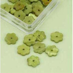 Blomst, flad, �12mm hul �1,5mm, gr�n, 25stk