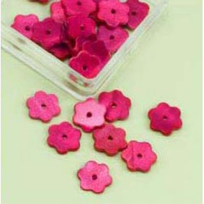 Blomst, flad, �12mm hul �1,5mm, pink, 25stk