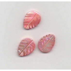 Blad, flad, 15x19mm hul �1mm, pink, 3stk