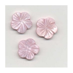 Blomst, flad, �18mm hul �1mm, rosa, 3stk