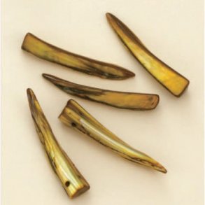 Horn, flad, 8x35mm hul 1mm, brun gylden, 10stk