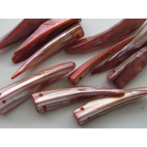 Horn, flad, 8x35mm hul �1mm, pink, 10stk