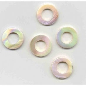 Ring, flad, �23mm hul �1mm, hvid, 5stk