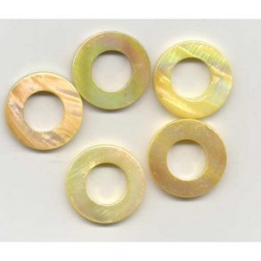 Ring, flad, �23mm hul �1mm, gylden, 5stk