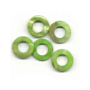 Ring, flad, �23mm hul �1mm, gr�n, 5stk