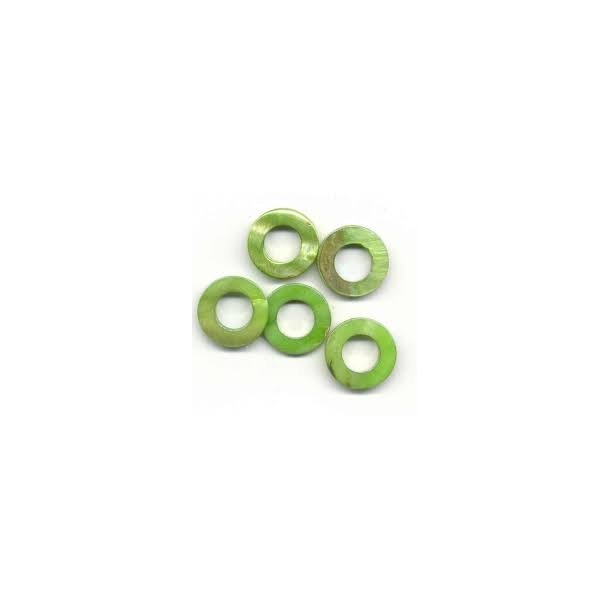 Ring, flad, 23mm hul 1mm, grn, 5stk