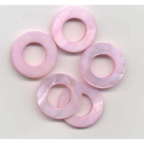 Ring, flad, �23mm hul �1mm, rosa, 5stk