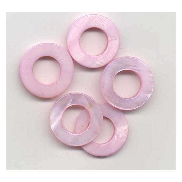 Ring, flad, 23mm hul 1mm, rosa, 5stk