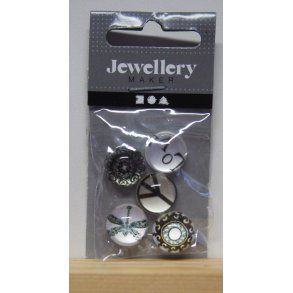 Cabochons/halvperler med motiver, 14x7mm, 5stk