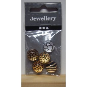 Cabochons/halvperler med motiver, 14x7mm, 5stk