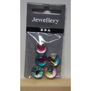 Cabochons/halvperler med motiver, 14x7mm, 5stk