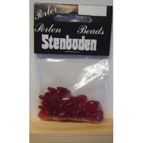 Glasperle, hjerte, rd, 10x10mm hul 1mm, 30stk