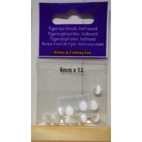 Halvperle, 6x2,5mm, hvid tigerje, 13stk